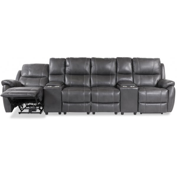 Hemmabiosoffa 321 cm elektrisk ställbar - 4-sits Hemmabiosoffa 321 cm elektrisk ställbar - 4-sits