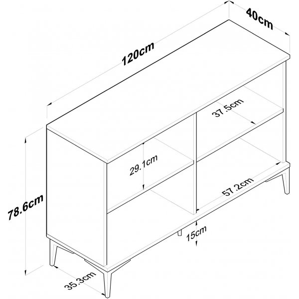 Buffet Jericho 162 - Blanc/noyer Buffet Jericho 162 - Blanc/noyer