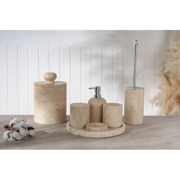 Badrumsset i beige Travertinmarmor med 7 delar Badrumsset i beige Travertinmarmor med 7 delar