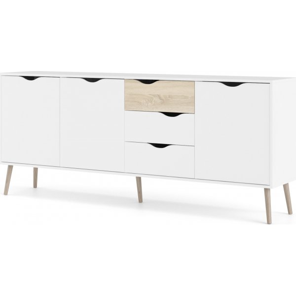 Buffet Oslo avec 3 armoires et 3 tiroirs - Blanc/chne