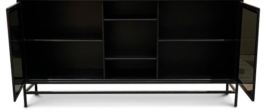 Revel sideboard 160 cm - Svart / Mörktonat glas Revel sideboard 160 cm - Svart / Mörktonat glas