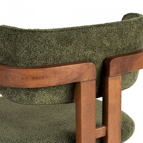 Karmstol Torpin i gr�n chenille och valn�t