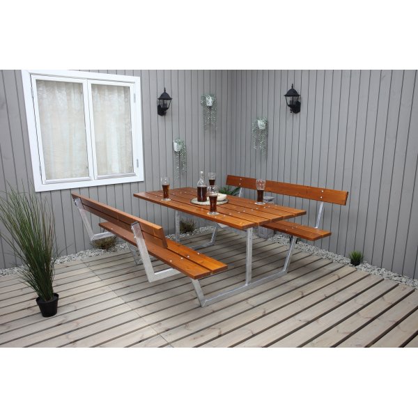 Rustieke bankenset met rugleuning - Cappuccino