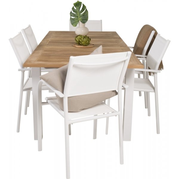 Panama utematgrupp med 6 st Santorini stolar - Natur/Vit