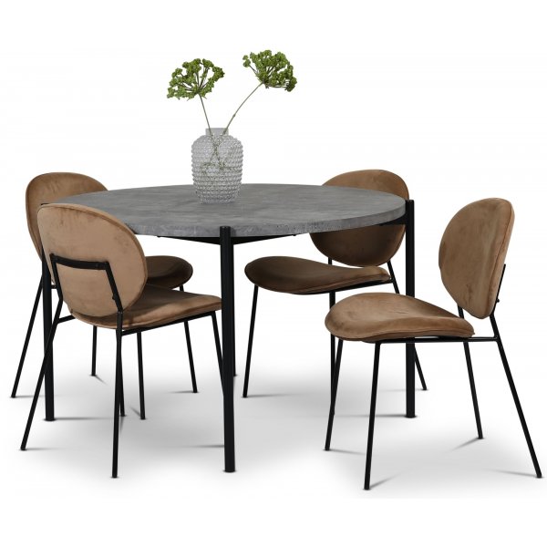 Shanghai matgrupp: bord Ø120 cm inkl. 4 st stolar Shanghai matgrupp: bord Ø120 cm inkl. 4 st stolar