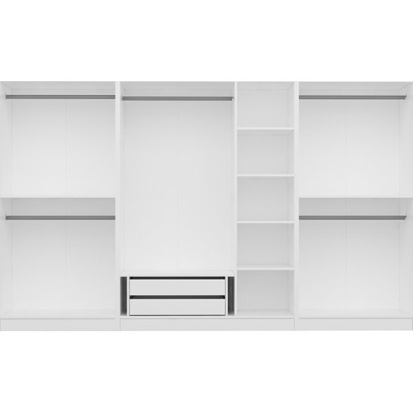 Armoire Cikani avec porte miroir, 315x52x210 cm - Blanc Armoire Cikani avec porte miroir, 315x52x210 cm - Blanc