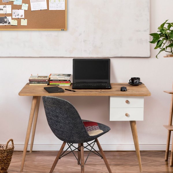 Balbina skrivbord 120x60 cm - Furu/vit