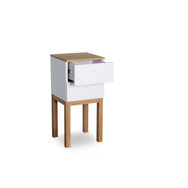 Kivik sängbord med låda i vit / Ek Kivik sängbord med låda i vit / Ek