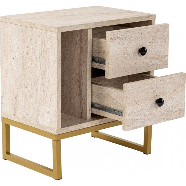 Glimmer sängbord - Travertin/guld Glimmer sängbord - Travertin/guld