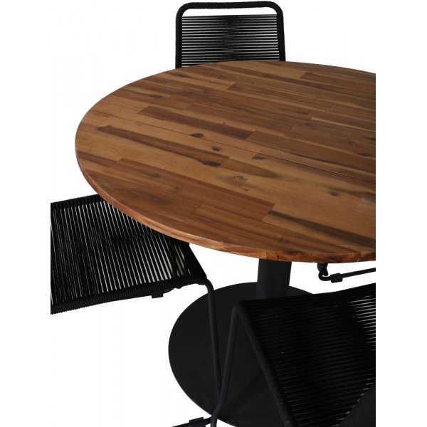 Cot utematgrupp med 4 st Lindos stolar - Svart/Natur