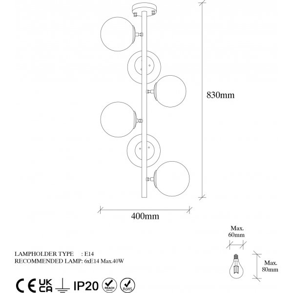 Fasett taklampa 10460 - Vintage