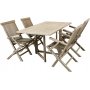 Salt utematgrupp klaffbord 140 cm med 4 st matstolar med armstd - Gr teak