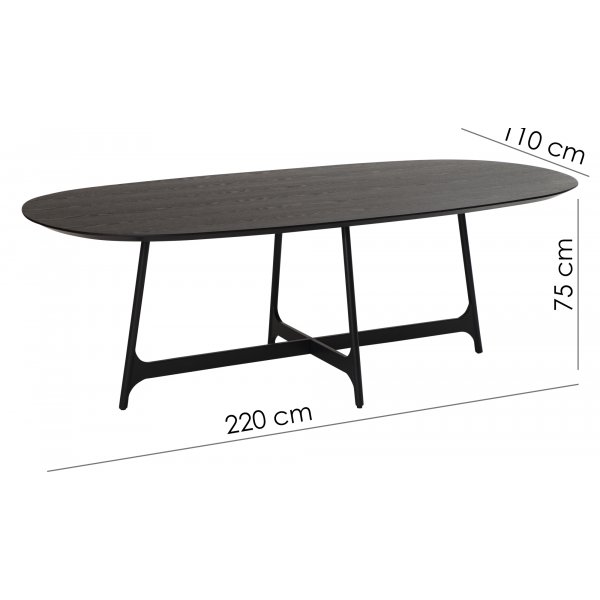 Table  manger Ooid 220 x 110 cm - Placage noyer/noir
