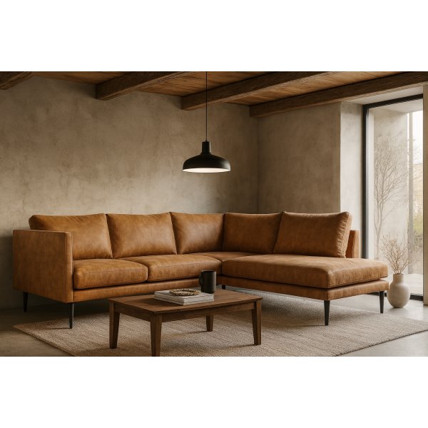 Östermalm divansoffa - Cognac ecoläder Östermalm divansoffa - Cognac ecoläder