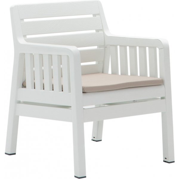 Lara loungegrupp med 3-sits soffa, 2 ftljer och bord - Vit