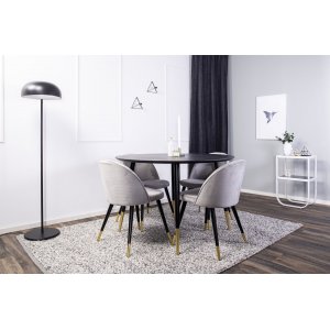 Dipp matgrupp med 4 st Velvet stolar - Svart/Grå Dipp matgrupp med 4 st Velvet stolar - Svart/Grå