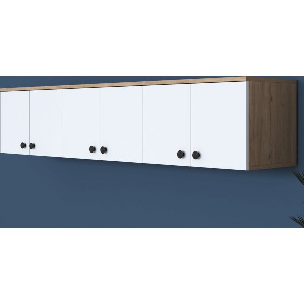 Armoire murale Mendy 180 cm - Noyer/blanc Armoire murale Mendy 180 cm - Noyer/blanc