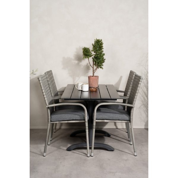 Denver utematgrupp med 4 st Anna stolar - Svart/Grå Denver utematgrupp med 4 st Anna stolar - Svart/Grå