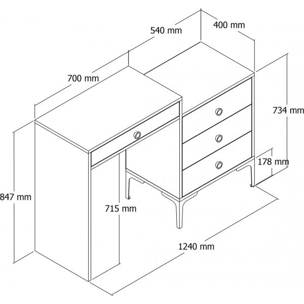 Lizbon kaptafel 124 x 40 cm - Wit Lizbon kaptafel 124 x 40 cm - Wit