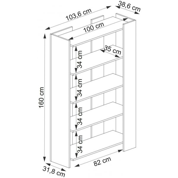 Bibliothèque Viper - Chêne saphir/anthracite Bibliothèque Viper - Chêne saphir/anthracite