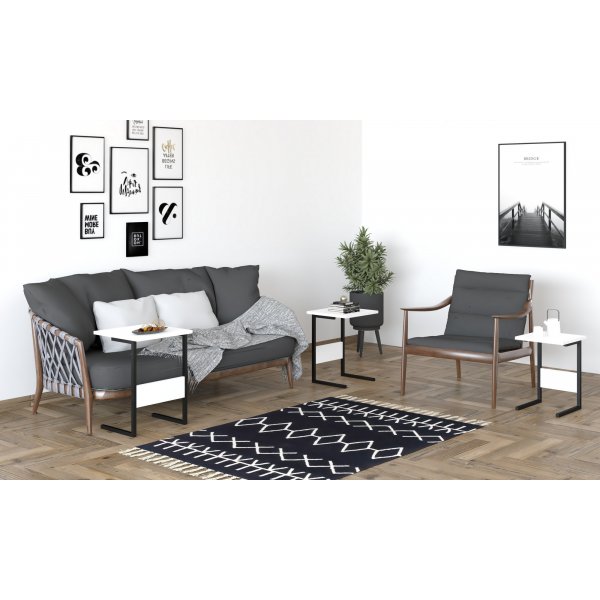 Table Sali 32/36/40 x 32/36/40 cm - Noir/blanc