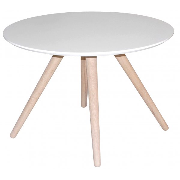 Stavanger soffbord runt 90 cm - Vit/vitoljad ek