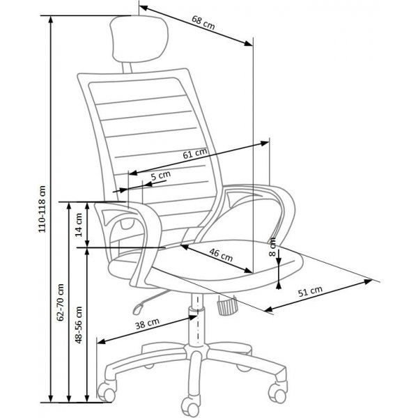 Chaise de bureau Betiel - Blanc/noir