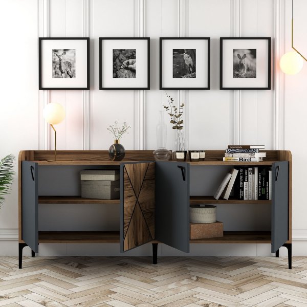 Buffet Vendela - Noyer/anthracite Buffet Vendela - Noyer/anthracite