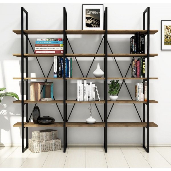 Bibliothèque Bayer - Noyer/noir Bibliothèque Bayer - Noyer/noir