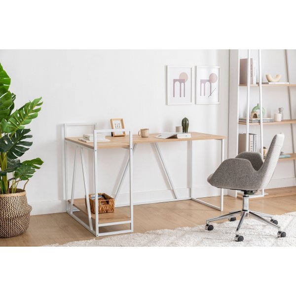 Bureau d\\\'angle Lissa 140 x 90 cm - Chêne saphir/blanc Bureau d\\\'angle Lissa 140 x 90 cm - Chêne saphir/blanc