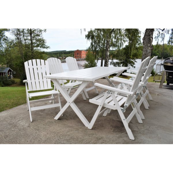 Scottsdale buitengroepstafel 190 cm incl. 6 Kungshamn positiestoelen - Wit