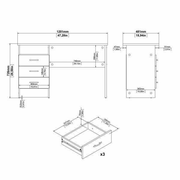 Function Plus skrivbord 120,1 x 48,1 x 72,6 cm - Ek/vit Function Plus skrivbord 120,1 x 48,1 x 72,6 cm - Ek/vit