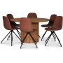 Groupe de repas Nova, table  manger extensible 130-170 cm avec 6 chaises Bridge - Chne huil