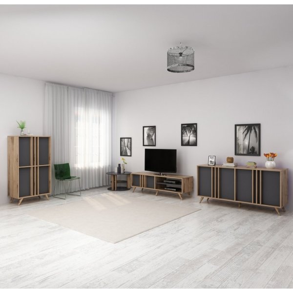 Rilla TV-bänk 150 cm - Antracit/ek Rilla TV-bänk 150 cm - Antracit/ek