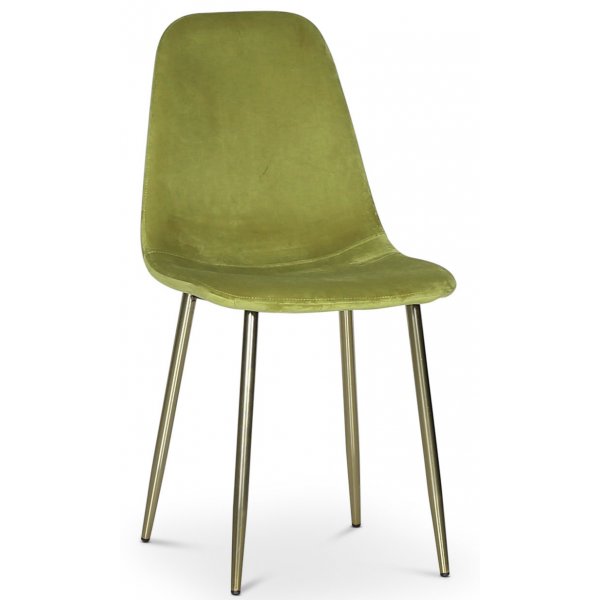 Bridge velvet stol - Grn/mssing