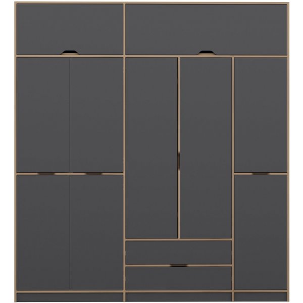 Elina garderob 232 x 52 x 253 cm - Antracit/brun Elina garderob 232 x 52 x 253 cm - Antracit/brun