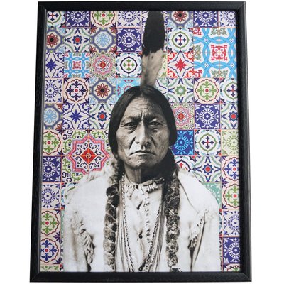 Tavla Sitting Bull - Mosaik/Svart ram