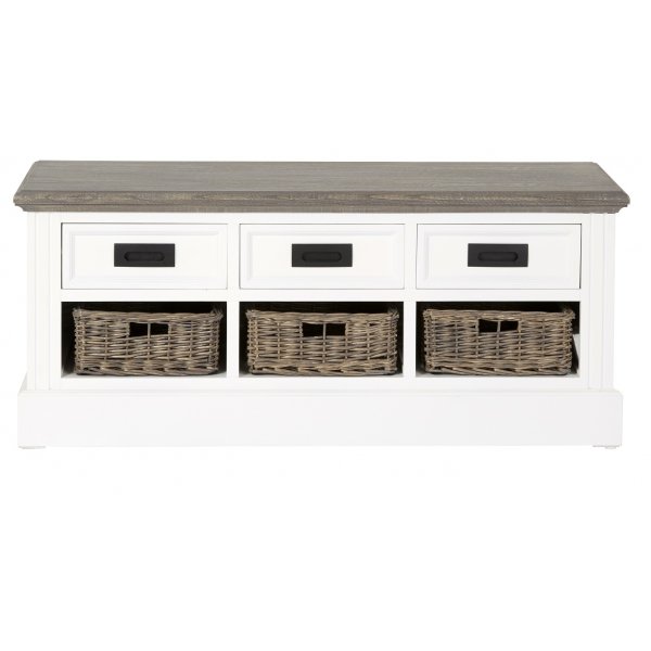 Malou bänk med förvaring - Vit/brungrå Malou bänk med förvaring - Vit/brungrå