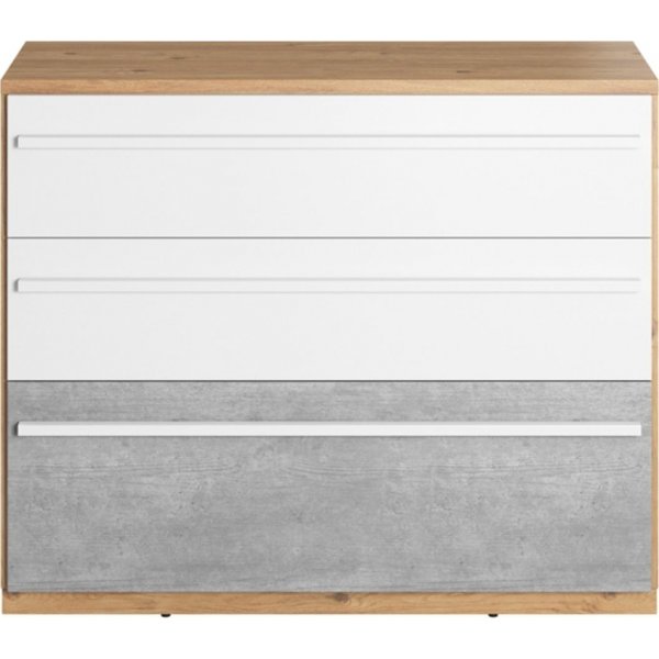 Plano ladekast 110 cm - Nash eiken/wit/grijs Plano ladekast 110 cm - Nash eiken/wit/grijs