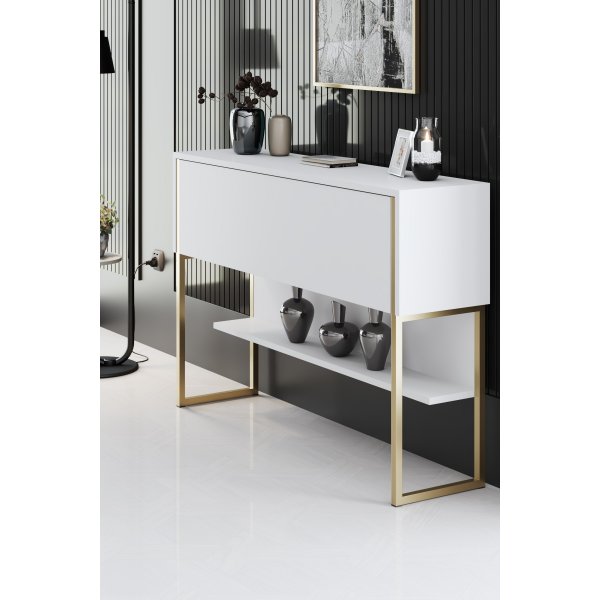 Table relief Lux 120 x 30 cm - Blanc/or