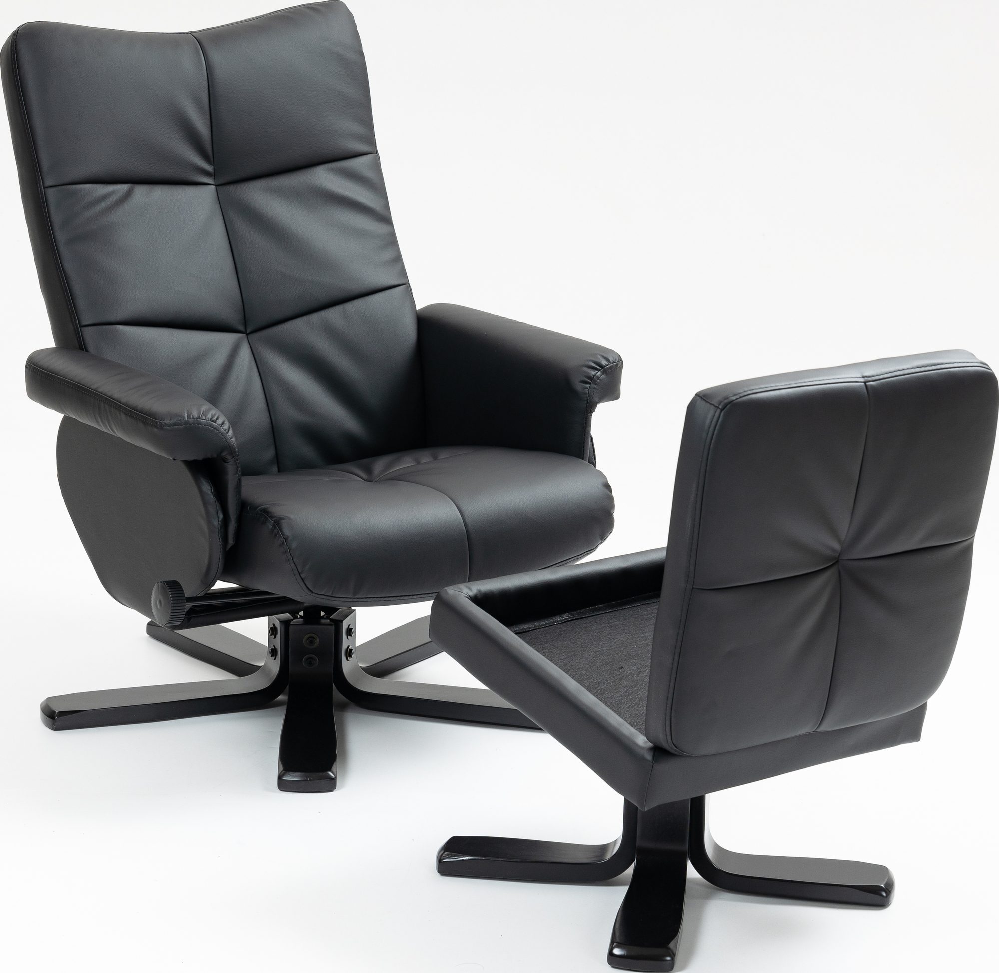 Duva reclinerfåtölj med fotpall i svart PU Duva reclinerfåtölj med fotpall i svart PU