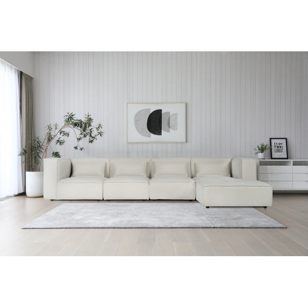 Nees modulaire bank in wit boucl - combo 1