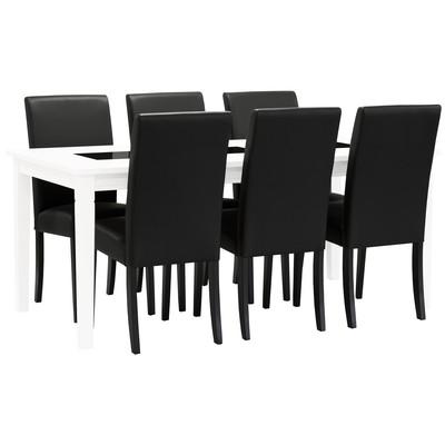 Matgrupp: Balder matbord - Vit / vit bordskiva med granitskivor- 180x90 cm + 6 st Mazzin stol - svart