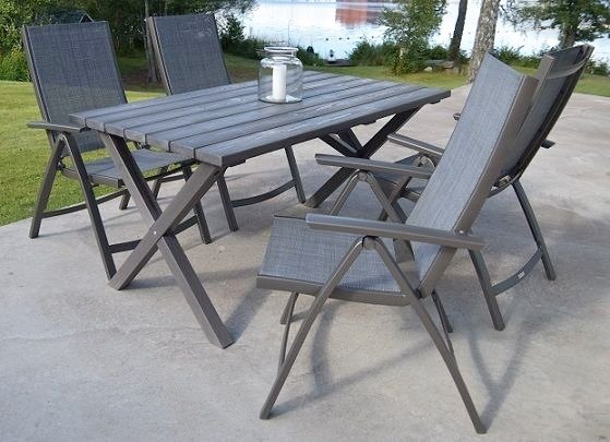 Scottsdale utegrupp bord 150 cm inkl 4 st Solana positionsstol -Shabby Chic gr + Flckborttagare fr mbler