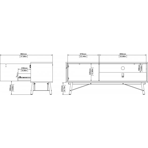 Banc multimédia Ry - Noir/noyer Banc multimédia Ry - Noir/noyer