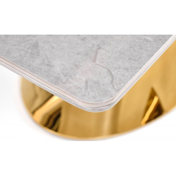 Table à manger Valentino 160-220 x 90 cm - Marbre gris/gris clair/or Table à manger Valentino 160-220 x 90 cm - Marbre gris/gris clair/or