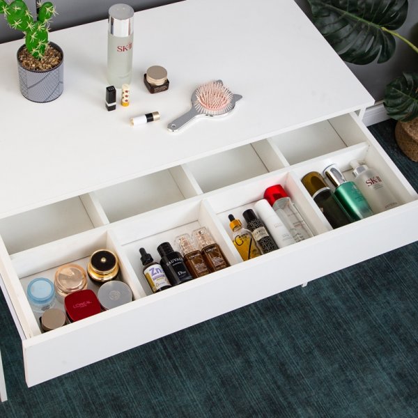 Witte kaptafel met opbergruimte 90 cm breed Witte kaptafel met opbergruimte 90 cm breed