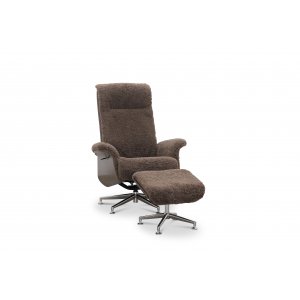 Reclinerfåtölj med fotpall i äkta fårskinn ek/brun - Ulla Reclinerfåtölj med fotpall i äkta fårskinn ek/brun - Ulla