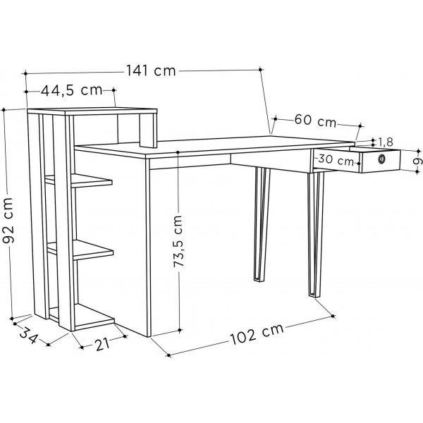 Loyd skrivbord 141x92 cm - Vit/antracit Loyd skrivbord 141x92 cm - Vit/antracit