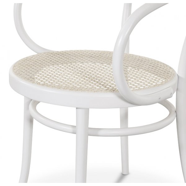 No 30 Karmstol med rottingsits - Vit/Rotting